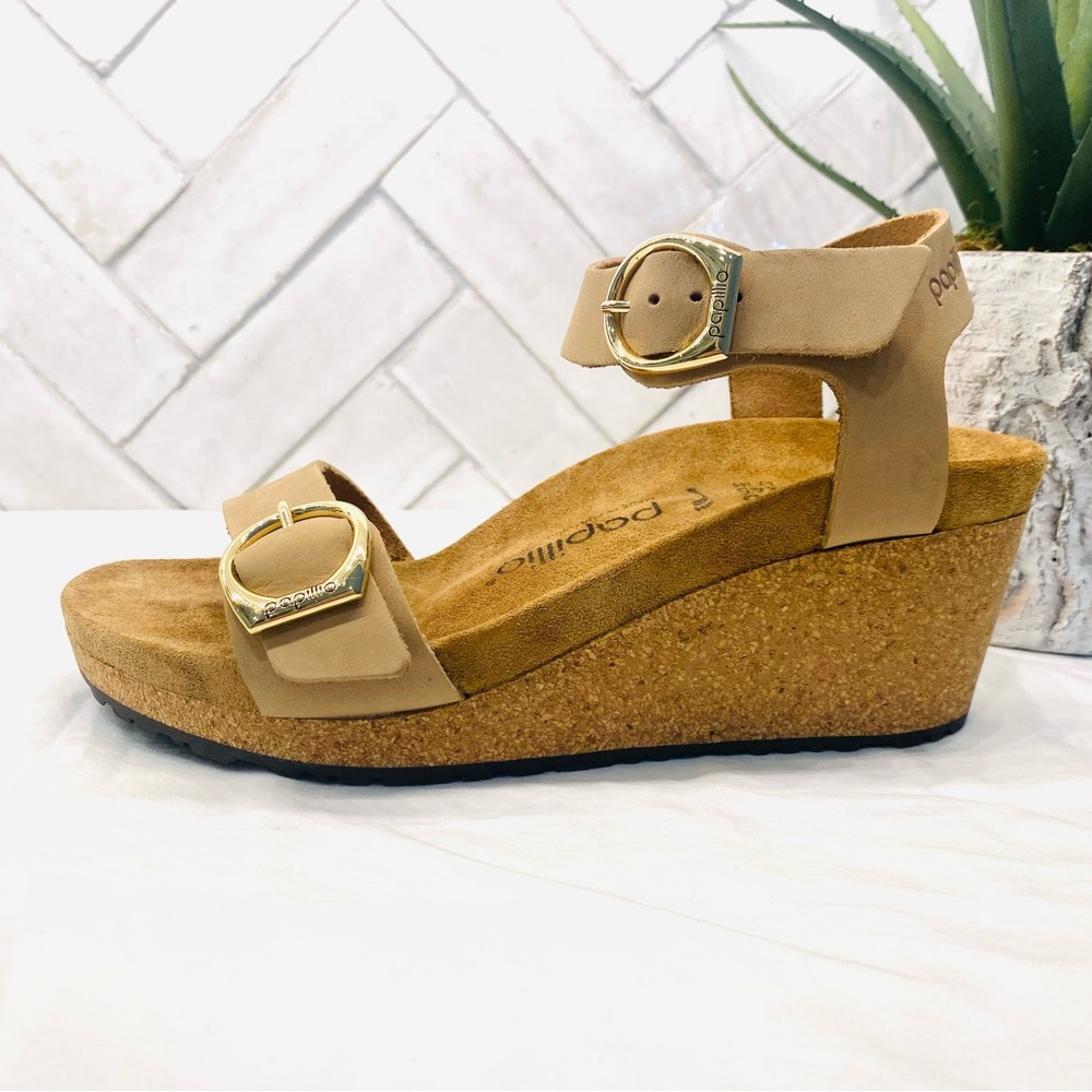 New! Papillio by Birkenstock Tan Platform Wedge Sandals | Size 38 Euro (US 8)